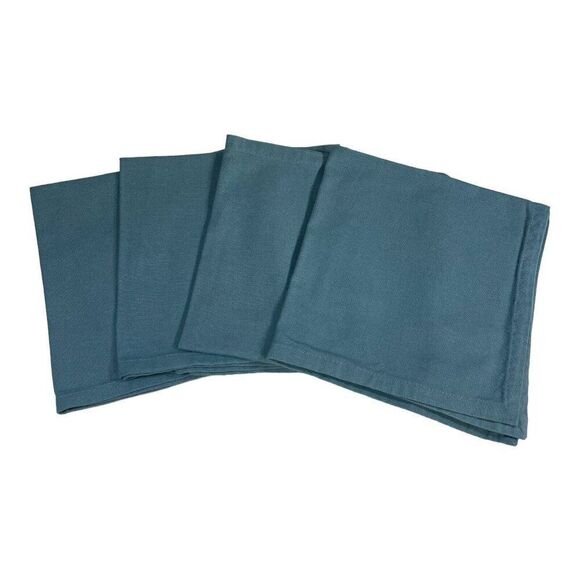 Set Of 4 Blue 100% Cotton Cloth Napkin Lot Country Cottage Core 16.5” - Picture 1 of 5